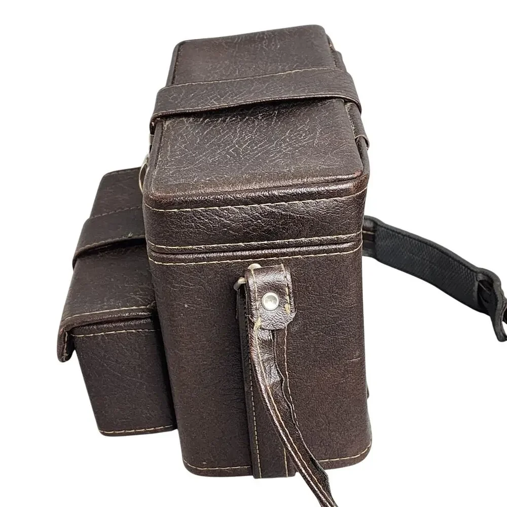Vintage Brown Faux Leather Camera Case w/Shoulder Strap & Metal Clasps – MCM